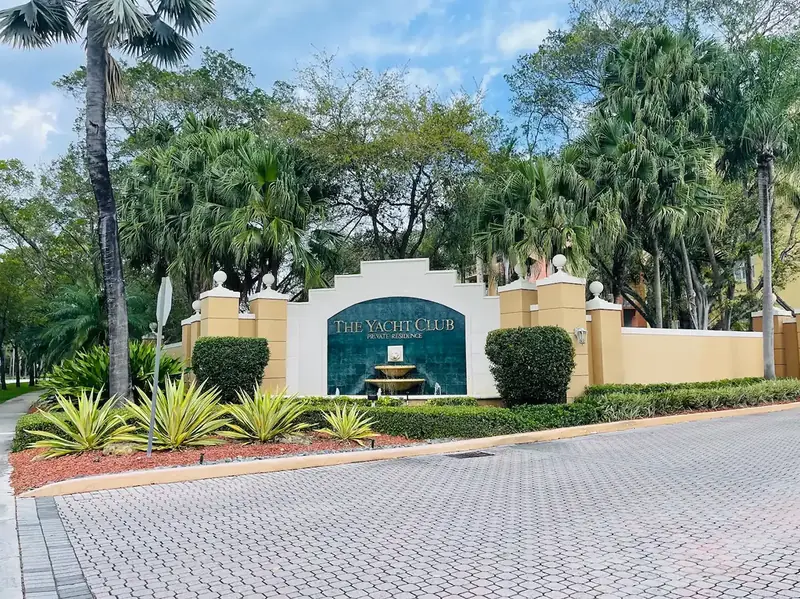 Gated community entrance in Aventura